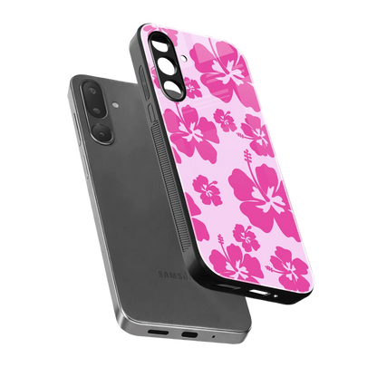 Wildflower Pink sleek samsung galaxy m56 5g cover with tempered glass back and TPU edges