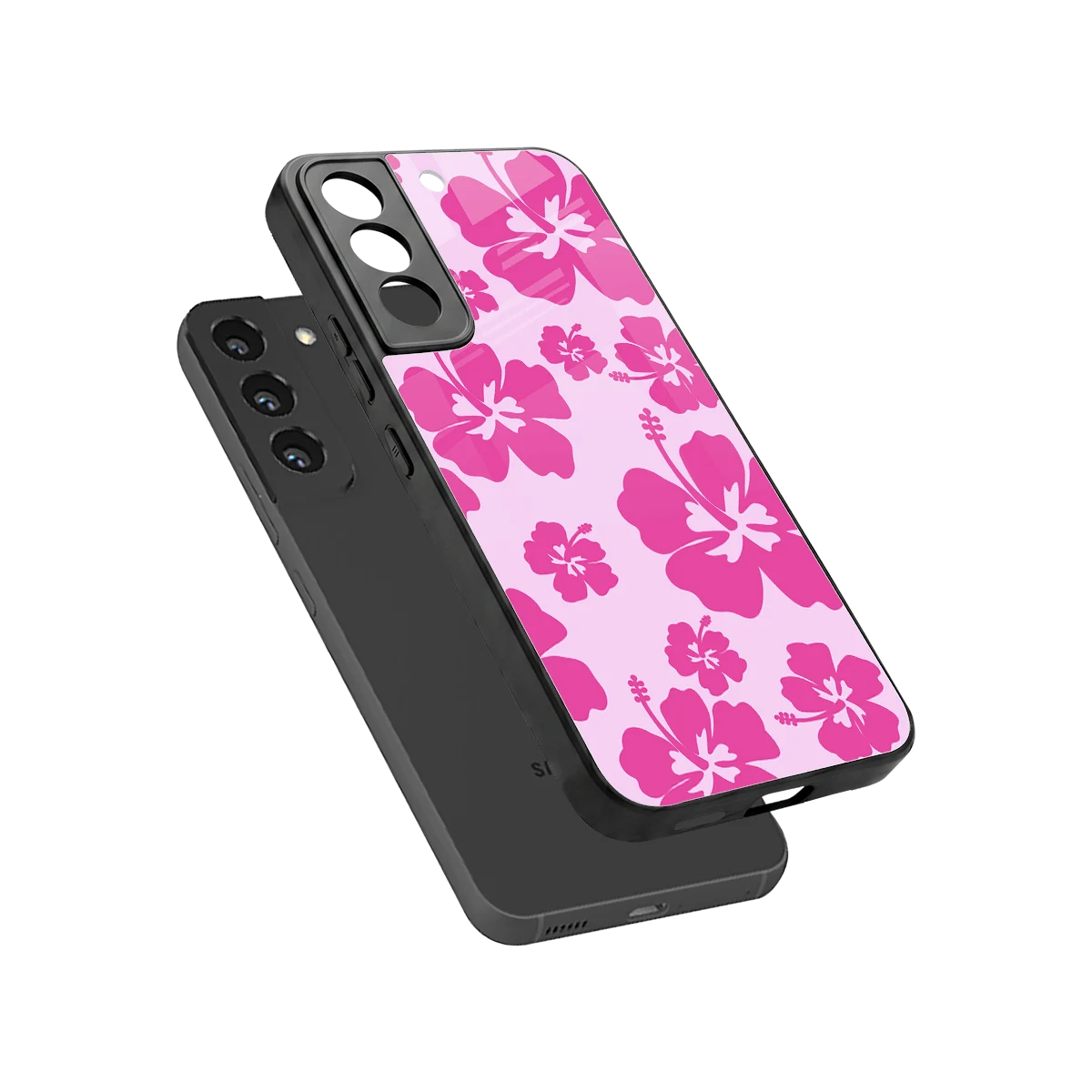 Wildflower Pink sleek samsung galaxy s22 cover with tempered glass back and TPU edges
