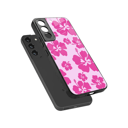 Wildflower Pink sleek samsung galaxy s22 cover with tempered glass back and TPU edges