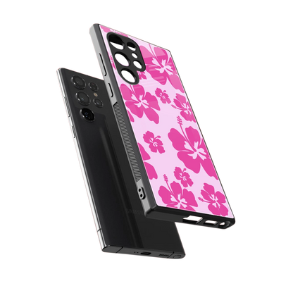 Wildflower Pink sleek samsung galaxy s24 ultra cover with tempered glass back and TPU edges