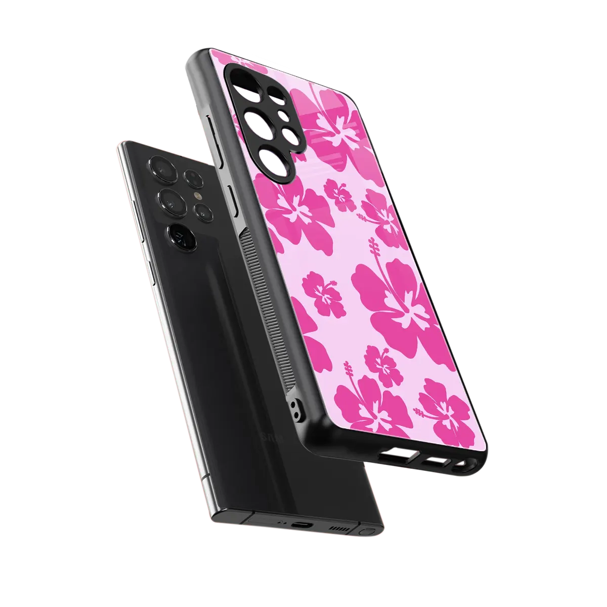 Wildflower Pink sleek samsung galaxy s25 ultra cover with tempered glass back and TPU edges