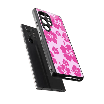 Wildflower Pink sleek samsung galaxy s25 ultra cover with tempered glass back and TPU edges