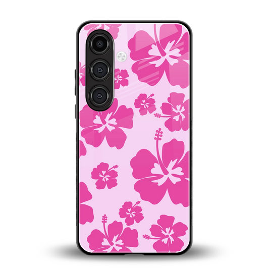 Wildflower Pink back phone cover | glass case for samsung galaxy s24