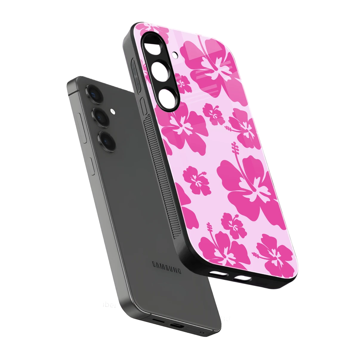 Wildflower Pink sleek samsung galaxy s24 cover with tempered glass back and TPU edges