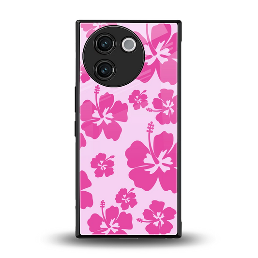 Wildflower Pink back phone cover | glass case for vivo v30e