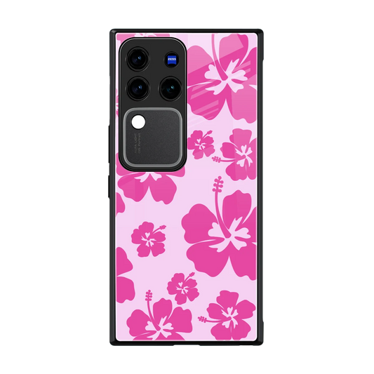 Wildflower Pink back phone cover | glass case forvivo v30 pro