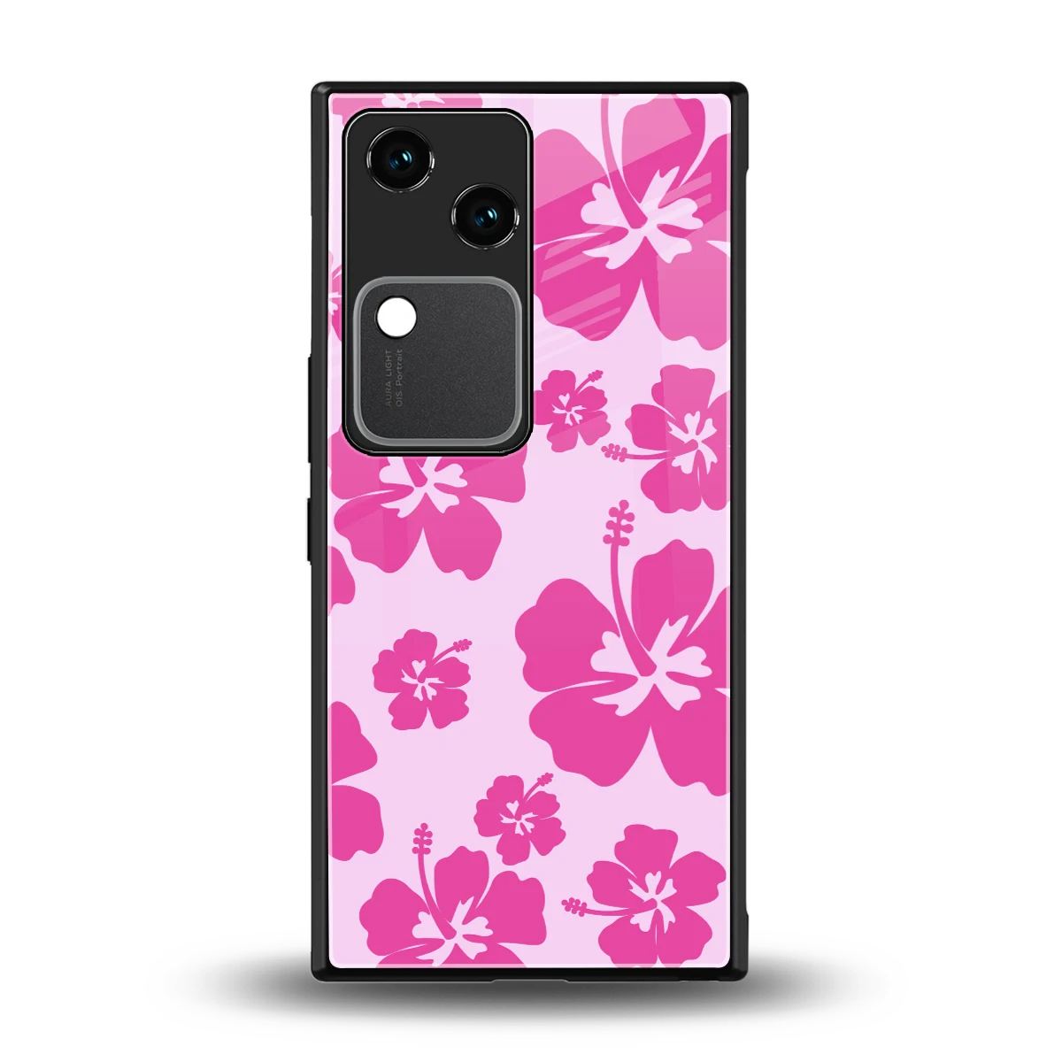Wildflower Pink back phone cover | glass case for vivo v30