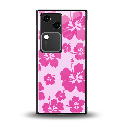 Wildflower Pink back phone cover | glass case for vivo v30