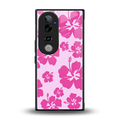 Wildflower Pink back phone cover | glass case for vivo v40 pro
