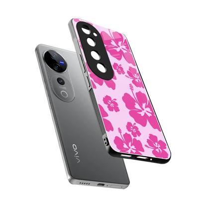 Wildflower Pink sleek vivo v40 pro cover with tempered glass back and TPU edges