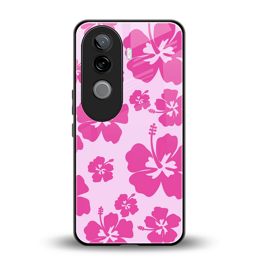 Wildflower Pink back phone cover | glass case for vivo v40e