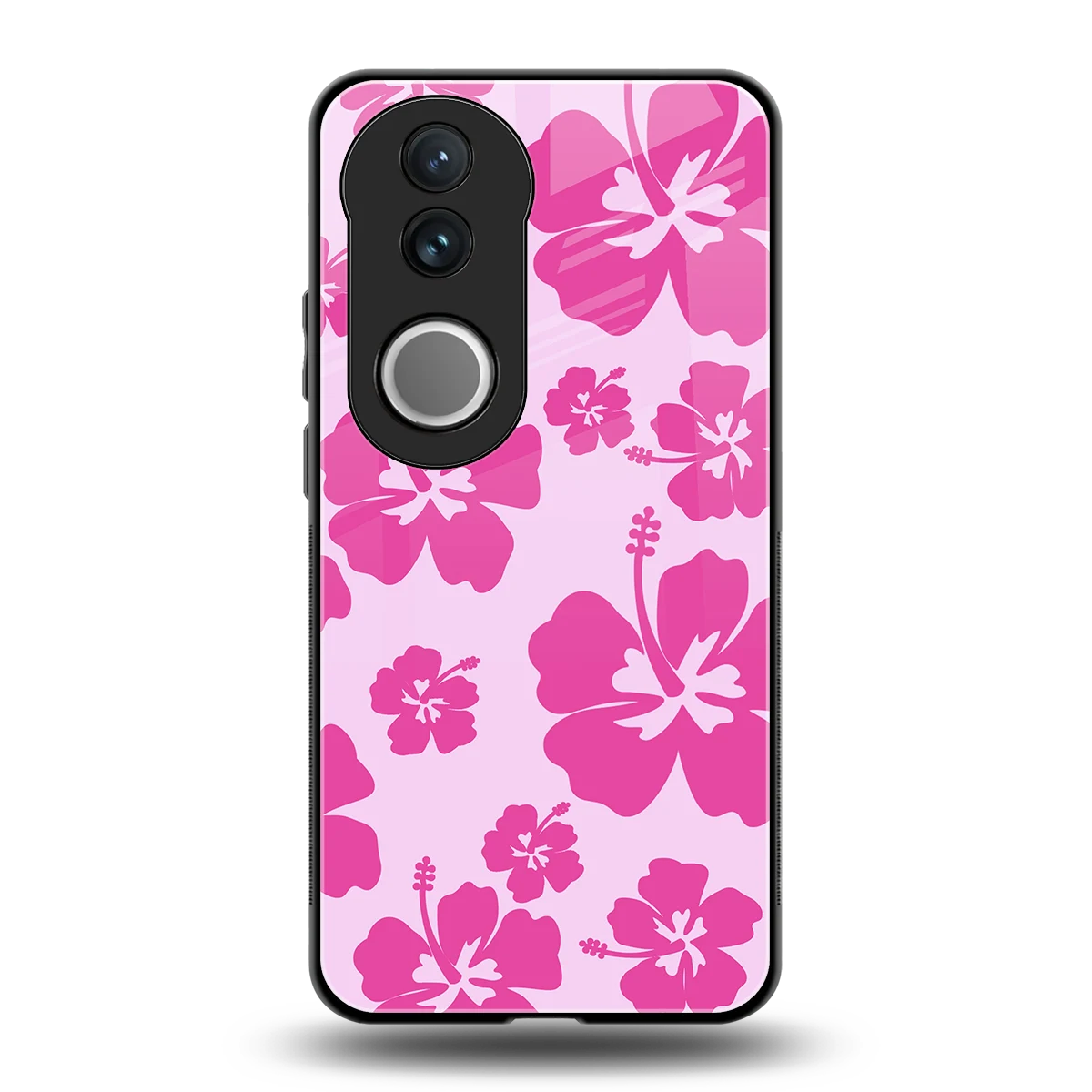 Wildflower Pink back phone cover | glass case for vivo v50