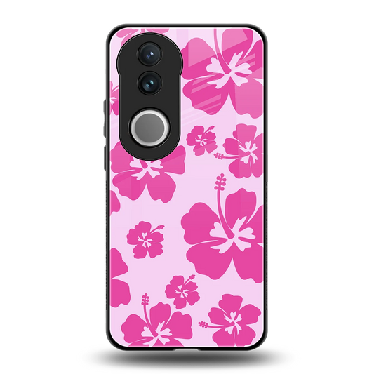 Wildflower Pink back phone cover | glass case for vivo v50