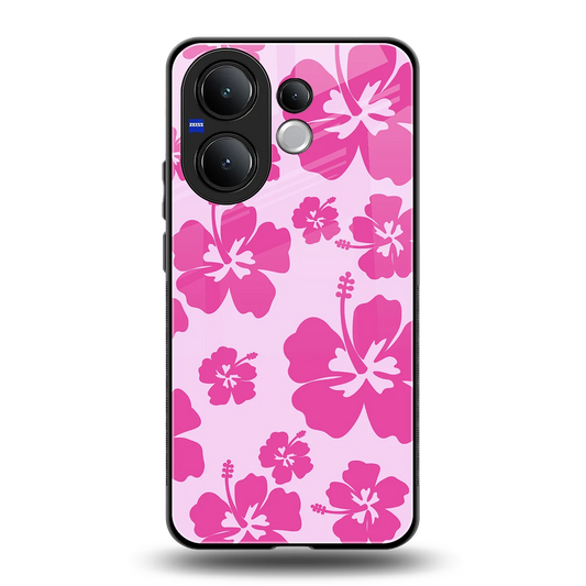 Wildflower Pink back phone cover | glass case for vivo v60