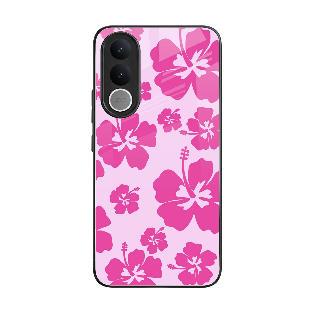 Wildflower Pink back phone cover | glass case for vivo v70 fe