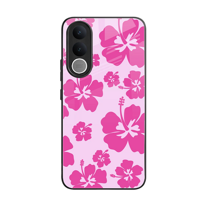 Wildflower Pink back phone cover | glass case for vivo v70 fe