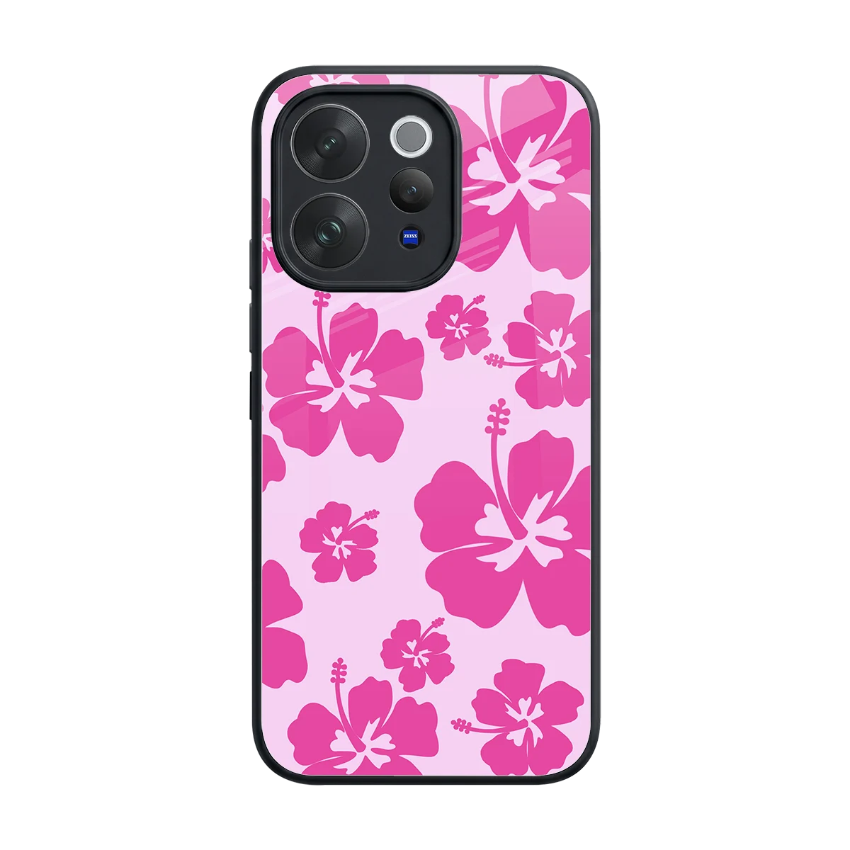 Wildflower Pink back phone cover | glass case for vivo v70 elite