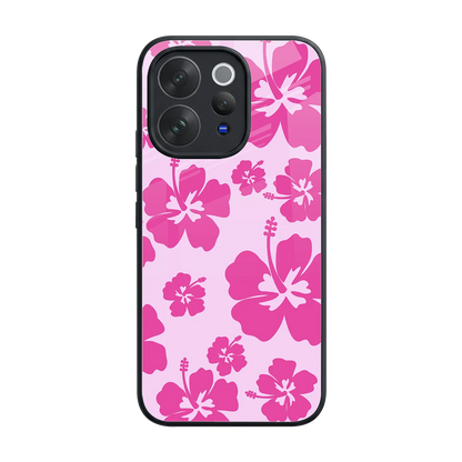 Wildflower Pink back phone cover | glass case for vivo v70 elite