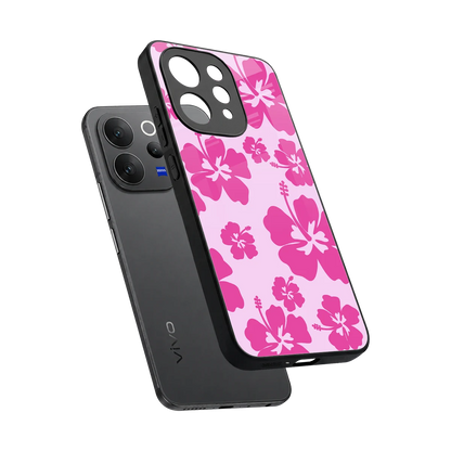 Wildflower Pink sleek vivo v70 cover with tempered glass back and TPU edges