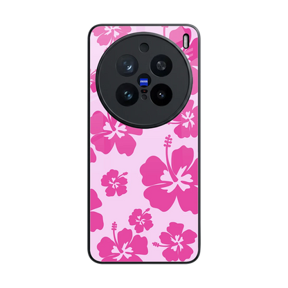 Wildflower Pink back phone cover | glass case for vivo x200 pro
