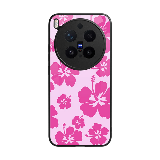 Wildflower Pink back phone cover | glass case for vivo x300 pro