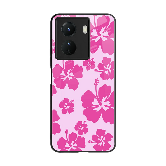 Wildflower Pink back phone cover | glass case for vivo y16