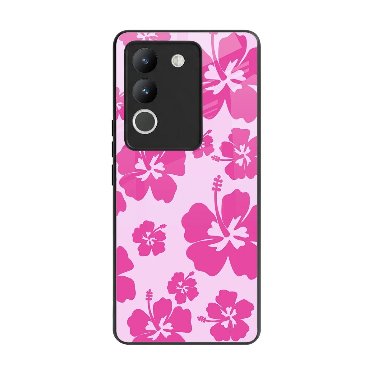 Wildflower Pink back phone cover | glass case for vivo y200 5g