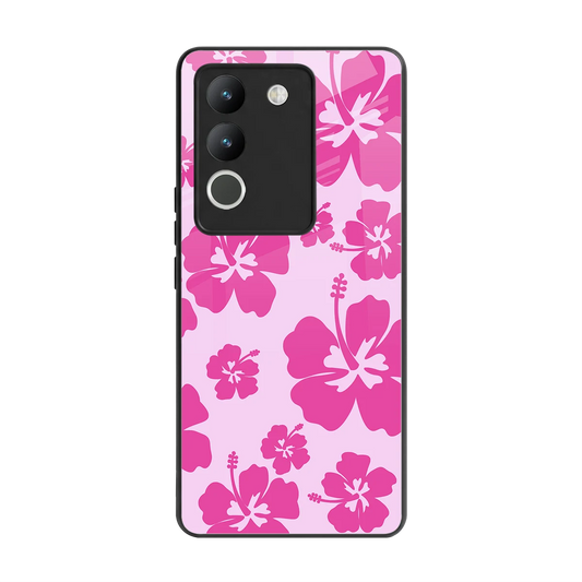 Wildflower Pink back phone cover | glass case for vivo y200 5g