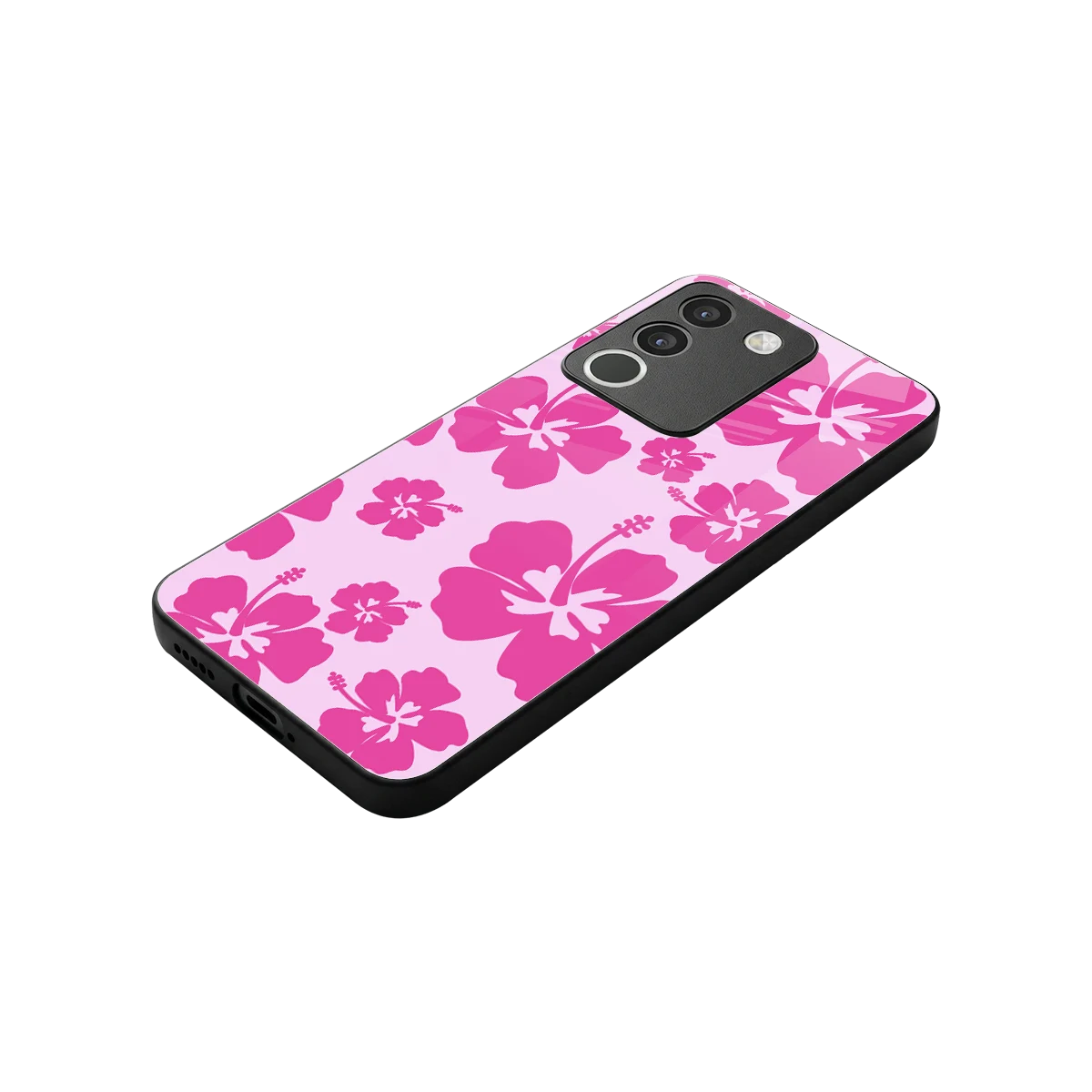 Wildflower Pink stylish phone case for vivo y200 5g | glossy glass and slim fit