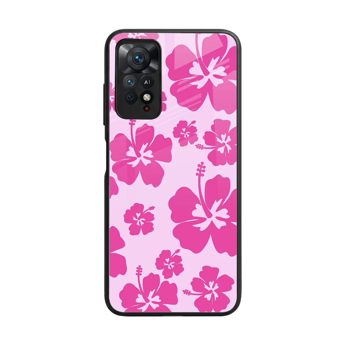 Wildflower Pink back phone cover | glass case for redmi note 11 pro