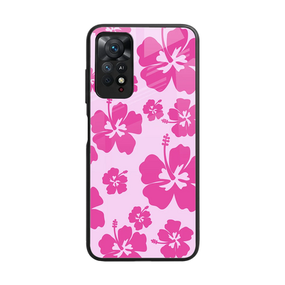 Wildflower Pink back phone cover | glass case for redmi note 11 pro