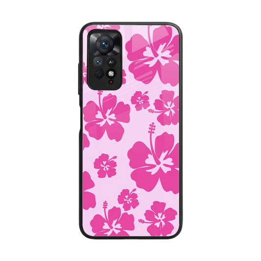 Wildflower Pink back phone cover | glass case for redmi note 11 pro
