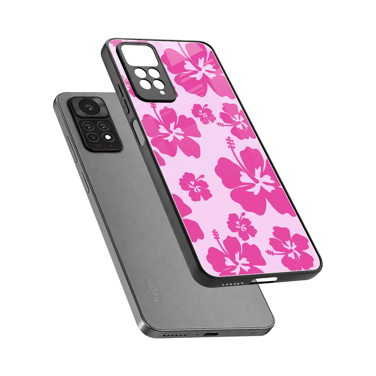 Wildflower Pink sleek redmi note 11 pro cover with tempered glass back and TPU edges