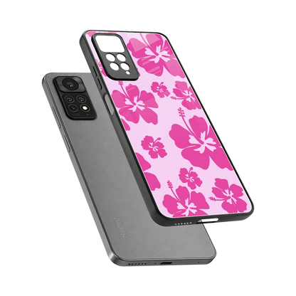 Wildflower Pink sleek redmi note 11 pro cover with tempered glass back and TPU edges