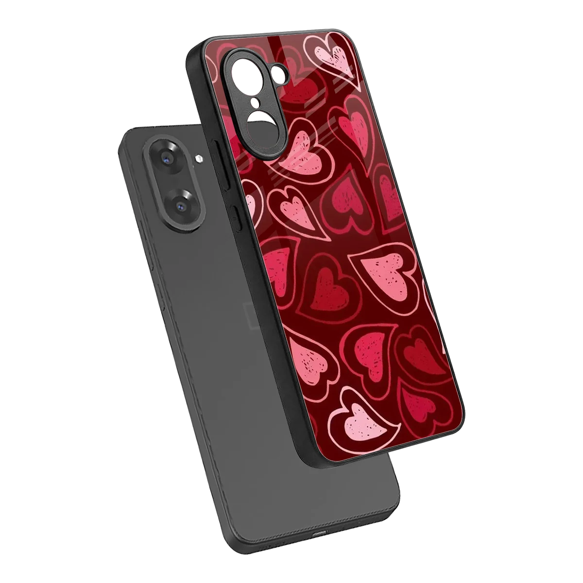 Wine Cascade Hearts sleek oneplus nord ce5 5g cover with tempered glass back and TPU edges