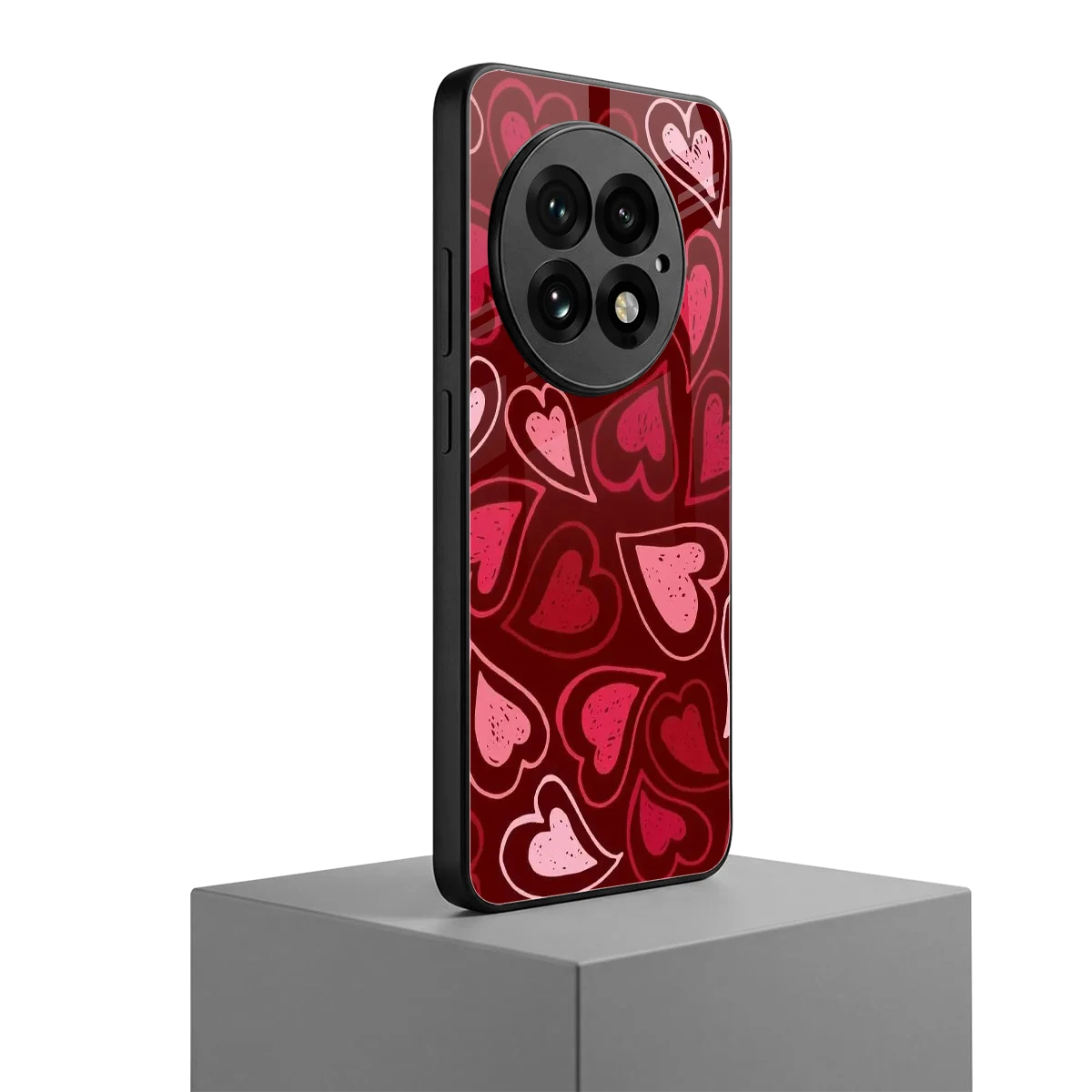 Wine Cascade Hearts oneplus 13 mobile cover | shockproof glass phone case