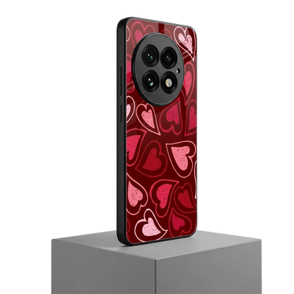 Wine Cascade Hearts oneplus 13 mobile cover | shockproof glass phone case