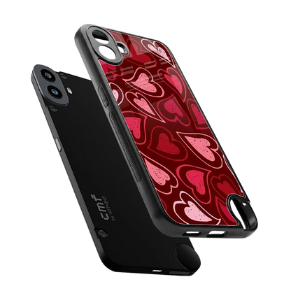Wine Cascade Hearts sleek cmf nothing phone 1 cover with tempered glass back and TPU edges