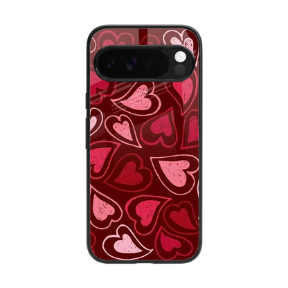 Wine Cascade Hearts back phone cover | glass case for google pixel 10 pro xl