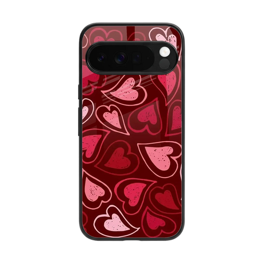 Wine Cascade Hearts back phone cover | glass case for google pixel 10 pro xl