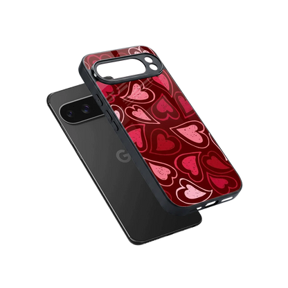 Wine Cascade Hearts sleek google pixel 10 pro xl cover with tempered glass back and TPU edges