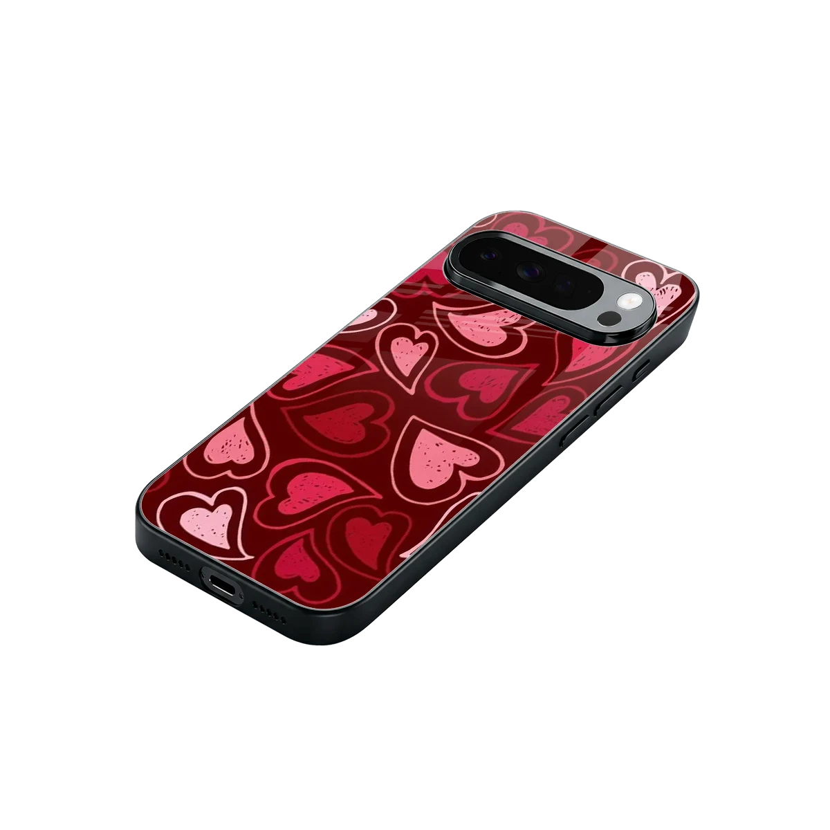 Wine Cascade Hearts stylish phone case for google pixel 10 pro xl | glossy glass and slim fit