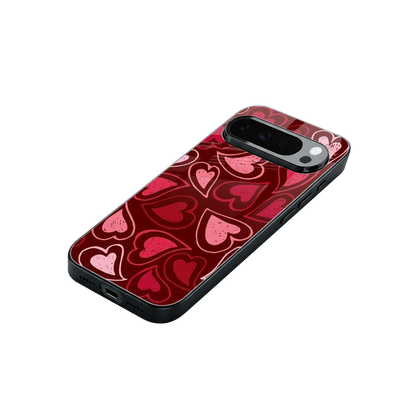 Wine Cascade Hearts stylish phone case for google pixel 10 pro xl | glossy glass and slim fit