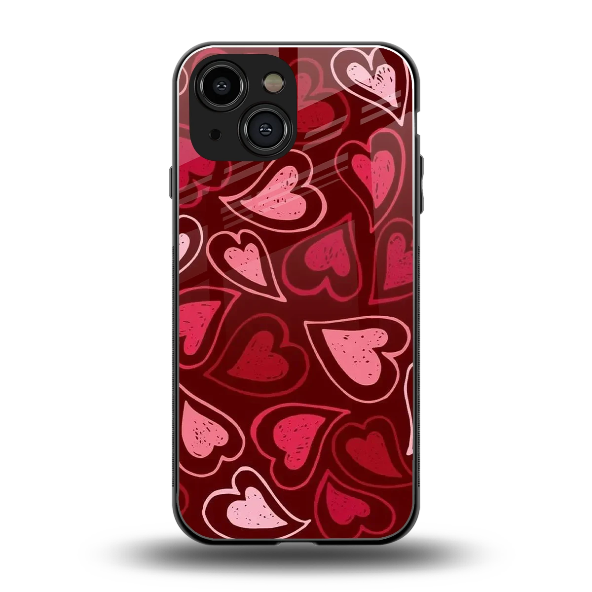 Wine Cascade Hearts back phone cover | glass case for iphone 13 mini