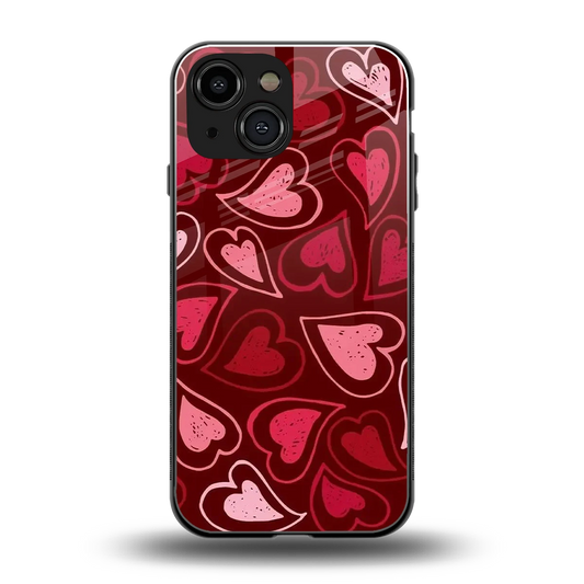 Wine Cascade Hearts back phone cover | glass case for iphone 13 mini