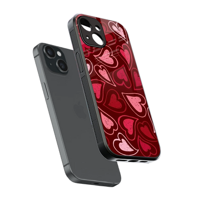 Wine Cascade Hearts sleek iphone 13 cover with tempered glass back and TPU edges