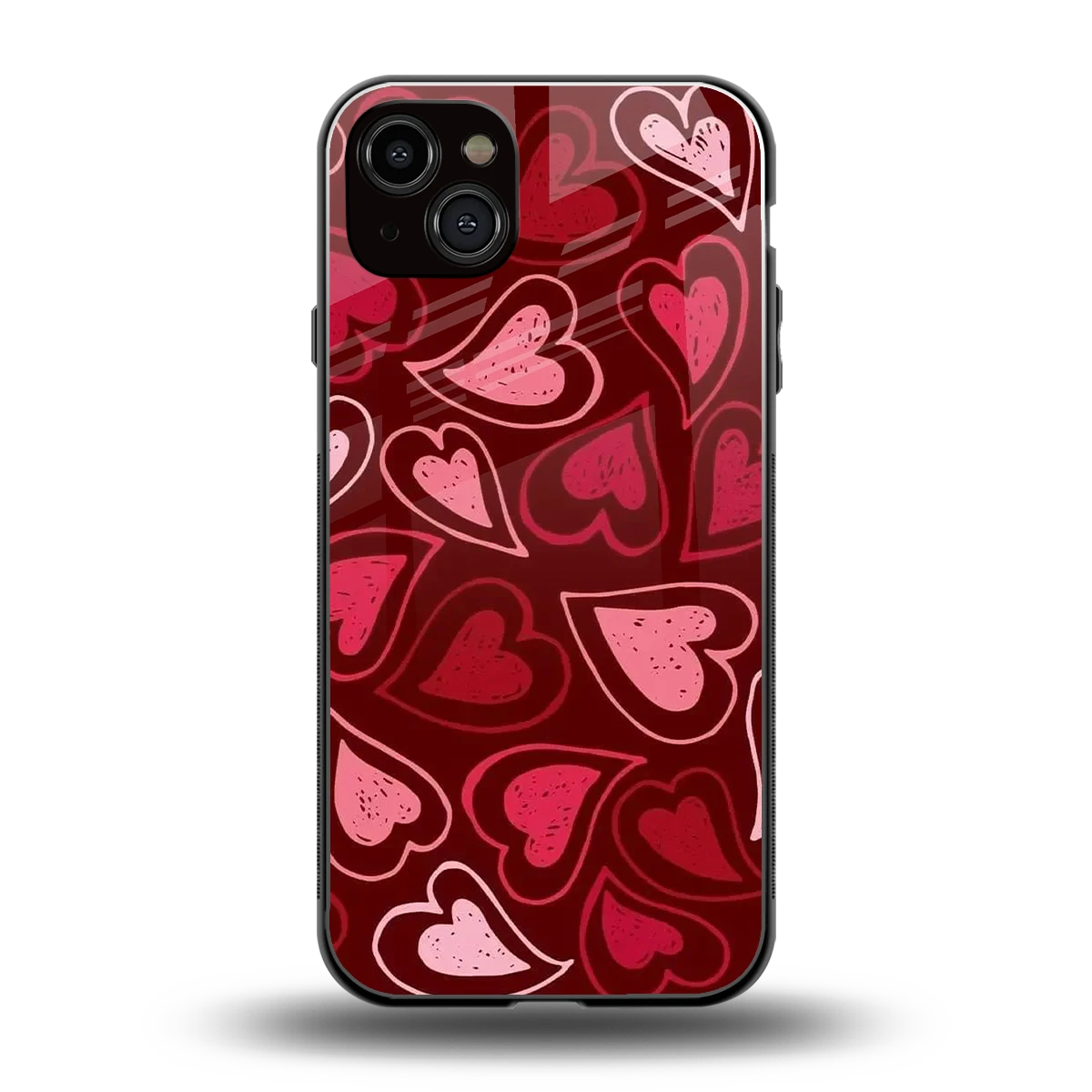 Wine Cascade Hearts back phone cover | glass case for iphone 14 plus