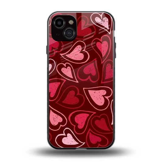 Wine Cascade Hearts back phone cover | glass case for iphone 14 plus