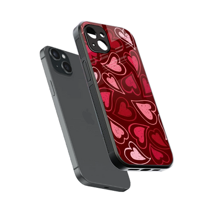 Wine Cascade Hearts sleek iphone 14 plus cover with tempered glass back and TPU edges