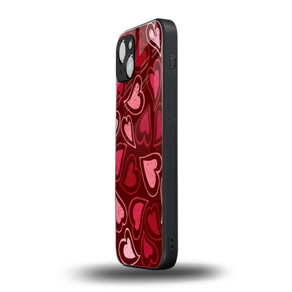 Wine Cascade Hearts iphone 14 plus mobile cover | shockproof glass phone case